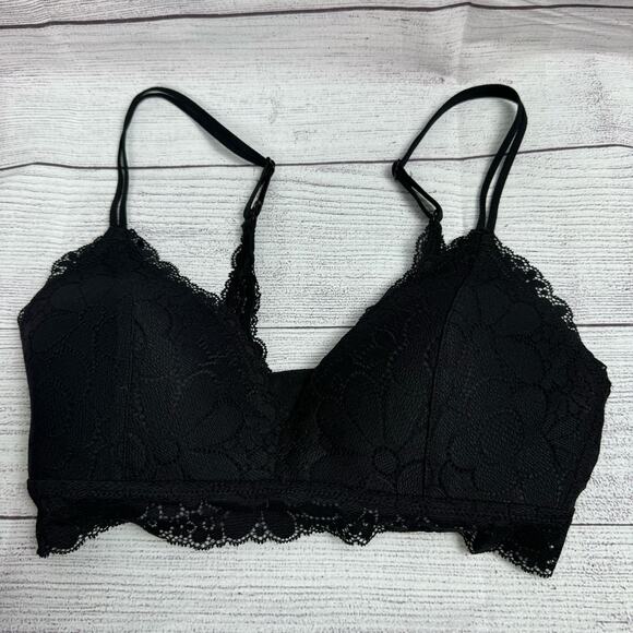 Aerie Real Happy Black Wireless Lightly Lined Candy Lace Bra Size 34C - Picture 5 of 11